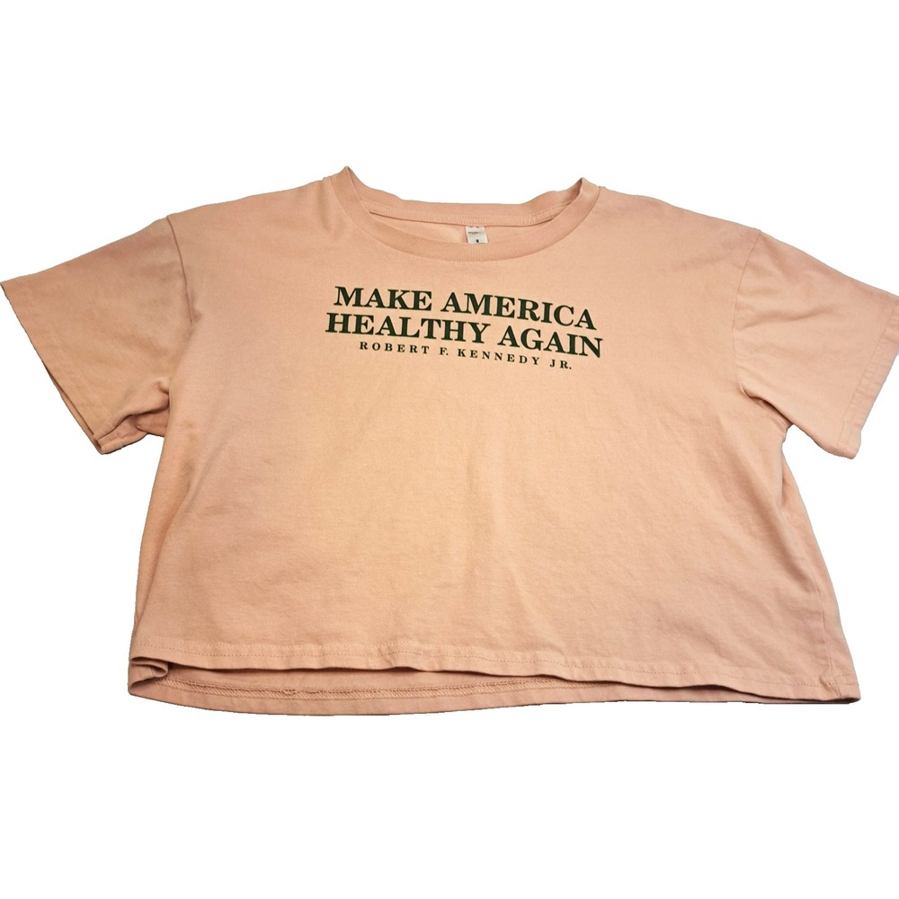 AS Colour MAHA RFK Jr Cropped T-shirt Womens Small Pink Graphic Tee